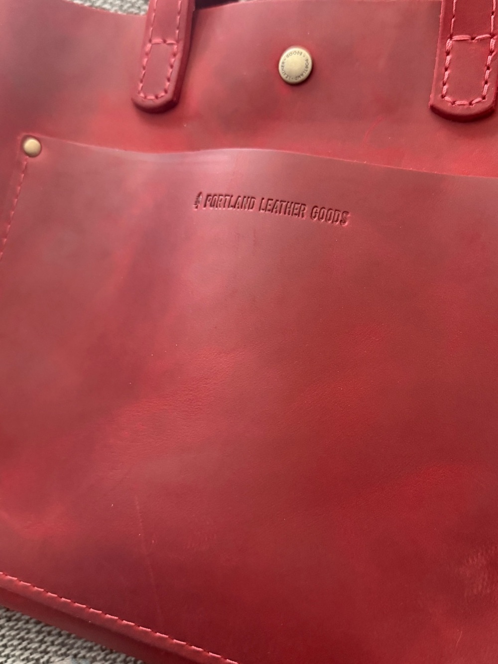 Portland Leather Red Leather Mini Tote  with Removable Crossbody Strap Phoenix - Picture 10 of 11